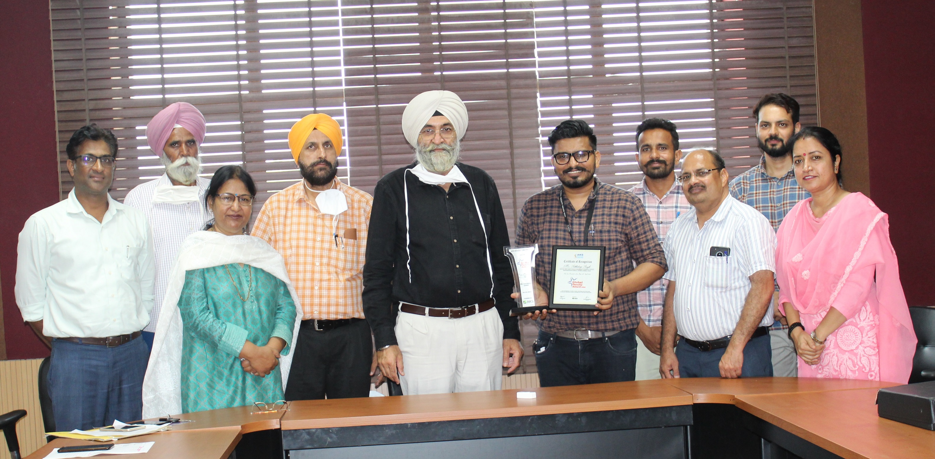 Er Sukhdeep Singh, Assistant Professor (Civil) won "Global Faculty Award 2020"