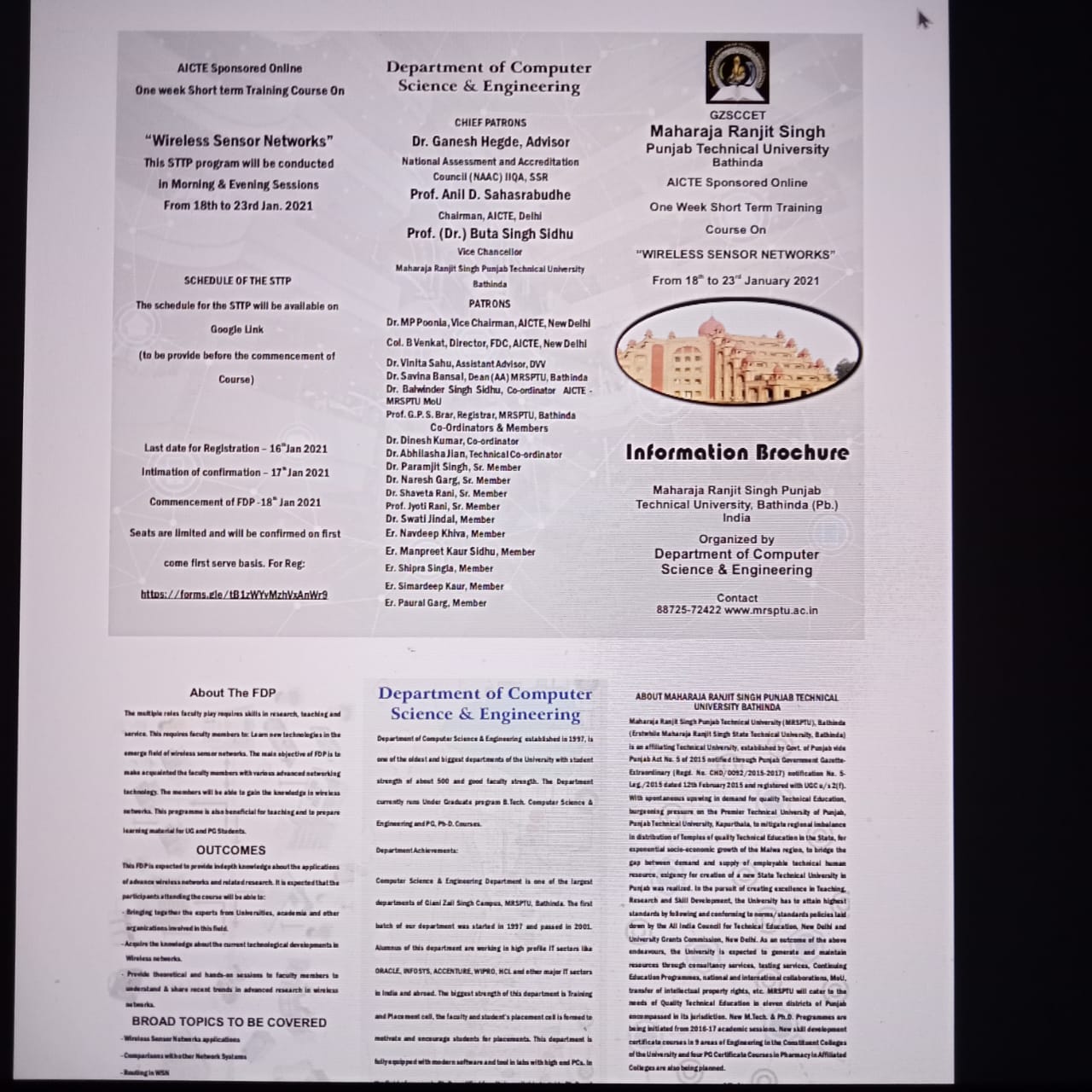 AICTE SPONSERED STTP on "WIRELESS SENSOR NETWORKS"